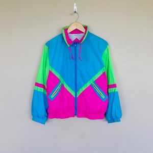 Vintage neon windbreaker track jacket